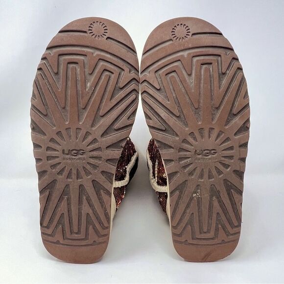 UGG Australia Classic Short Champagne Sequin Shearling 3353 Fall Winter Boots 8 - Picture 4 of 9